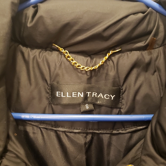 Ellen Tracy Duck Down Puffer Long Winter Coat Black Feather Size Small - Picture 3 of 10